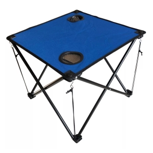 MESA DE TELA PLEGABLE CON PORTAVASOS