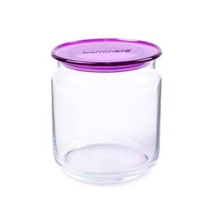 FRASCO DE VIDRIO CON TAPA ACRÍLICA VIOLETA
