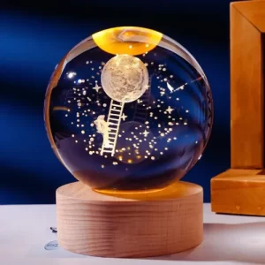 BOLA CRISTAL 3D ESFERA MODELO ASTRONAUTA Y ESCALERA