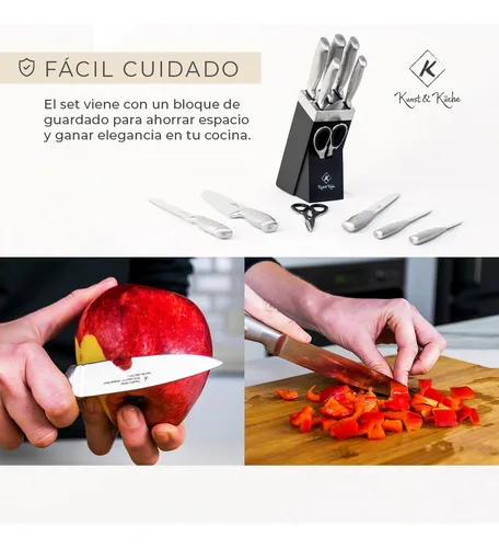 JUEGO DE CUCHILLOS 7 PIEZAS DE ACERO INOXIDABLE - Imagen 2