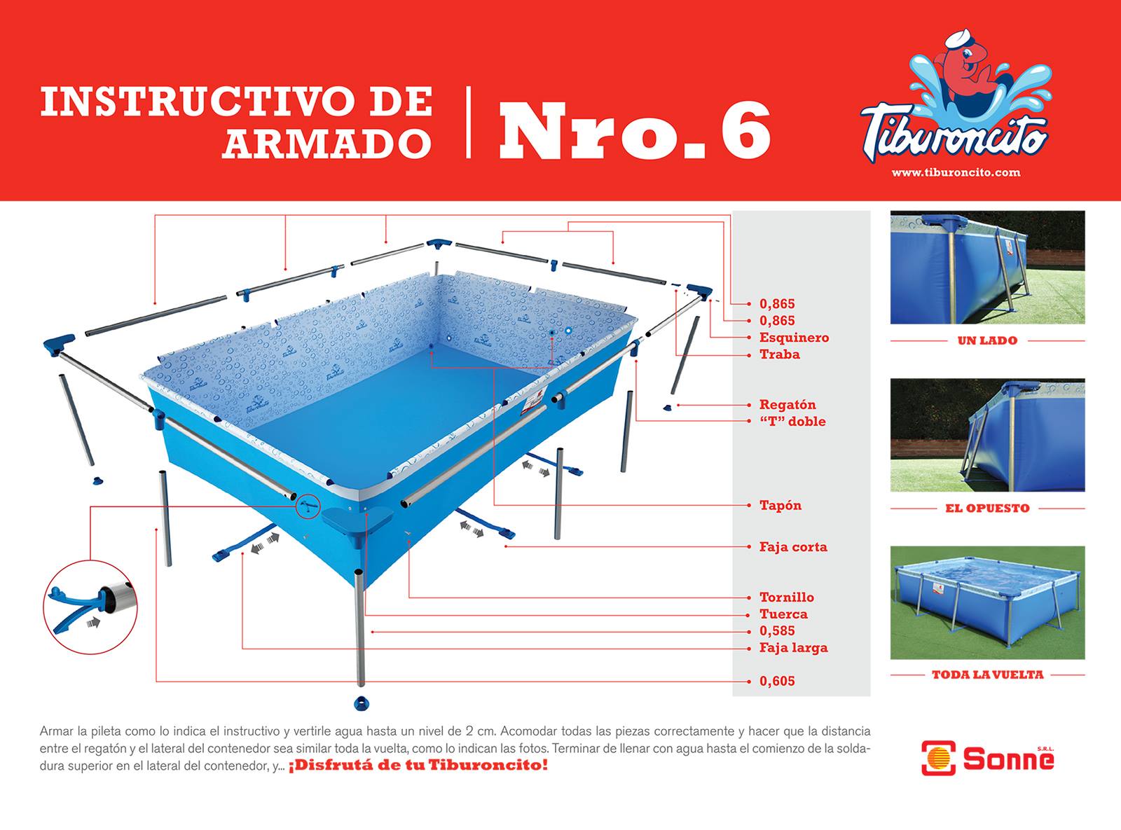 PILETA TIBURONCITO 2,60X1,80X0,65 3000 LTS - Imagen 2