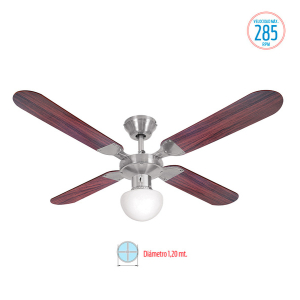 VENTILADOR DE TECHO DE MADERA CON LUMINARIA LILIANA