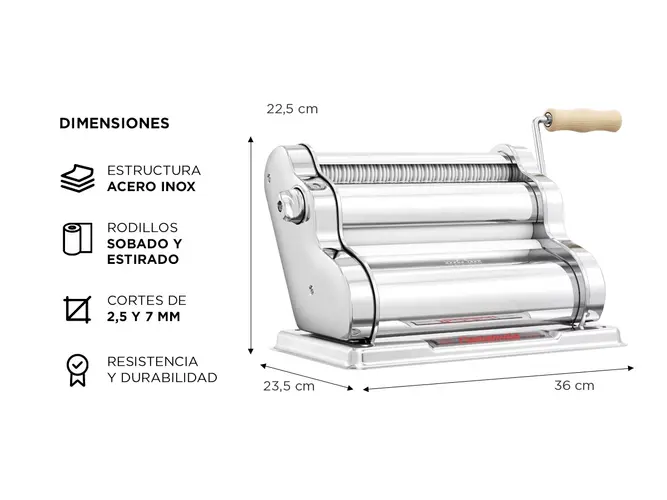 MAQUINA PARA HACER PASTA ACERO INOXIDABLE - Imagen 2