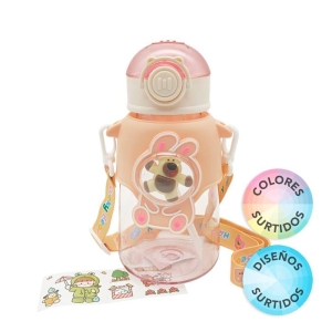 CANTIMPLORA INFANTIL CON CORREA Y APLIQUE 680ML
