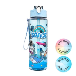 BOTELLA INFANTIL DE PLÁSTICO CON BOTÓN DE APERTURA