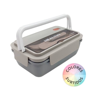 LUNCHERA PLASTICA RECTANGULAR CON CUBIERTOS
