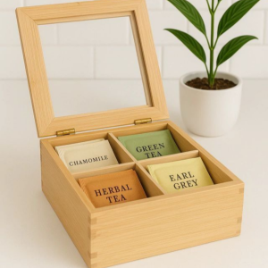 CAJA BAMBOO PARA TÉ CON TAPA ACRÍLICA