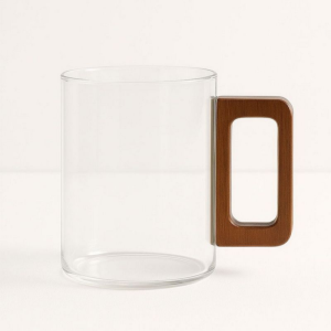 TAZA DE VIDRIO ASA BAMBÚ