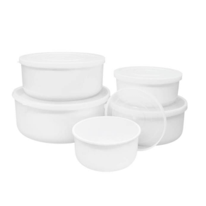 SET X5 BOWL DE MELAMINA BLANCA CON TAPA