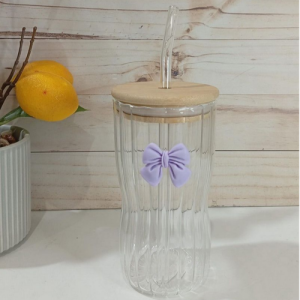 VASO VIDRIO TAPA BAMBÚ CON SORBETE